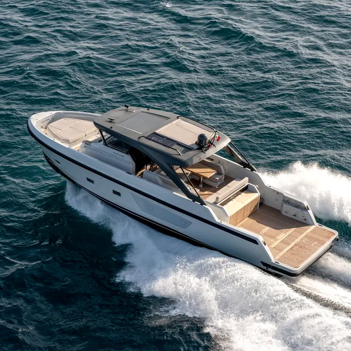 Barbagallo Marine boat under way photographed from above